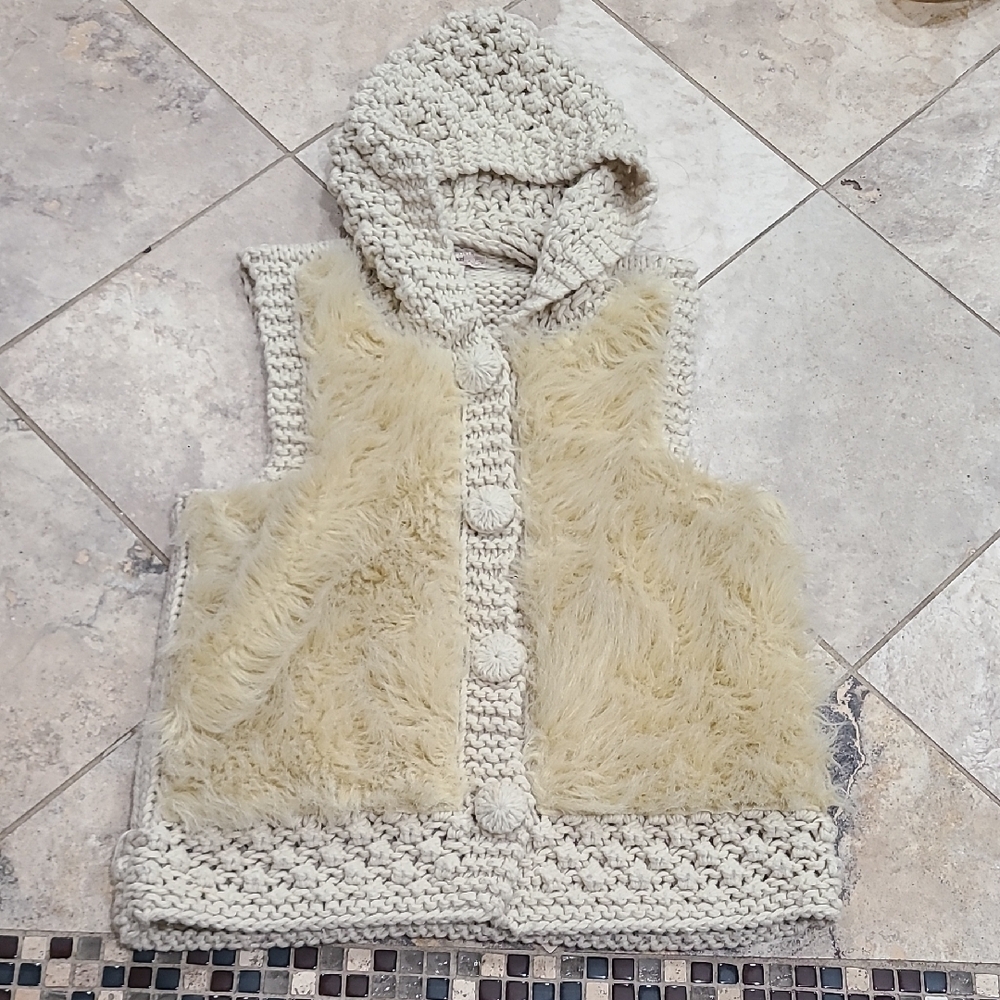Cozy Knit and Faux Fur Vest with Hood